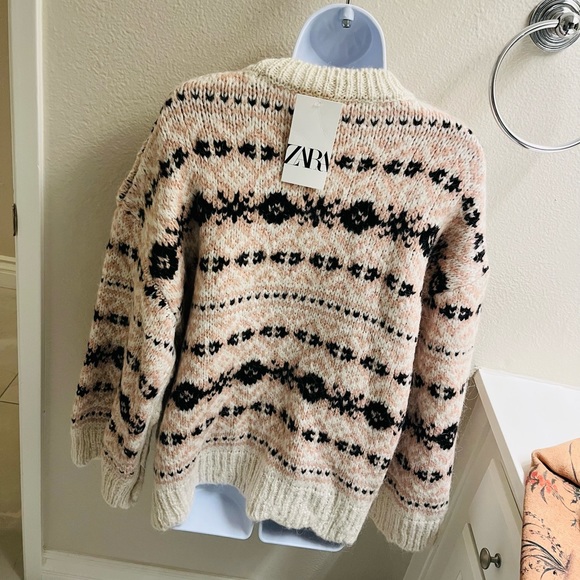 ZARA JACQUARD KNIT SWEATER WITH SIDE VENTS - Picture 8 of 12